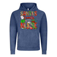 Vintage Denim santa's favorite nurse Vintage Hoodie - texasbilliewilder