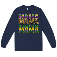 Navy mama mardi gras Long Sleeve Tee - CowGirlArtShop