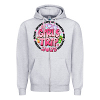 Heather Grey Grils Trip 2025 Zipper Hoodie - CowhideDigitalArt