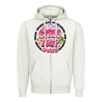 Oatmeal Heather Grils Trip 2025 Zipper Hoodie - CowhideDigitalArt