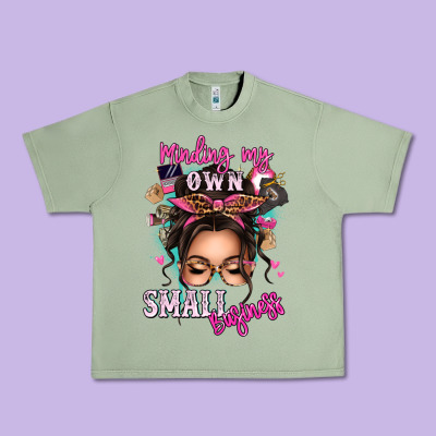 Minding My Own Small Business Messy Bun Urban Heavy Tee Designed By Texasbilliewilder