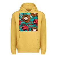 Antique Gold baseball helmet and glove with serape seamless pattern Premium Hoodie - BundleAndBundleShop