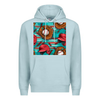 Blue Mist baseball helmet and glove with serape seamless pattern Premium Hoodie - BundleAndBundleShop