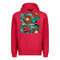 Cardinal baseball helmet and glove with serape seamless pattern Premium Hoodie - BundleAndBundleShop