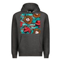 Charcoal Heather baseball helmet and glove with serape seamless pattern Premium Hoodie - BundleAndBundleShop