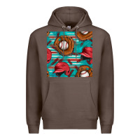 Coffee baseball helmet and glove with serape seamless pattern Premium Hoodie - BundleAndBundleShop