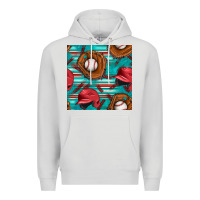Dove Grey baseball helmet and glove with serape seamless pattern Premium Hoodie - BundleAndBundleShop