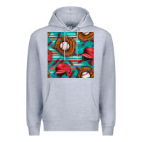 Heather Grey baseball helmet and glove with serape seamless pattern Premium Hoodie - BundleAndBundleShop