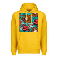 Lemon baseball helmet and glove with serape seamless pattern Premium Hoodie - BundleAndBundleShop