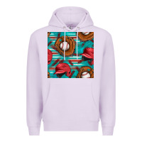 Lilac baseball helmet and glove with serape seamless pattern Premium Hoodie - BundleAndBundleShop