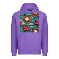 Purple baseball helmet and glove with serape seamless pattern Premium Hoodie - BundleAndBundleShop