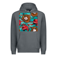 Rock baseball helmet and glove with serape seamless pattern Premium Hoodie - BundleAndBundleShop