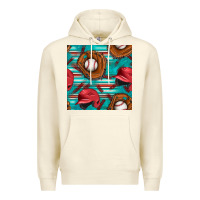 Sandshell baseball helmet and glove with serape seamless pattern Premium Hoodie - BundleAndBundleShop