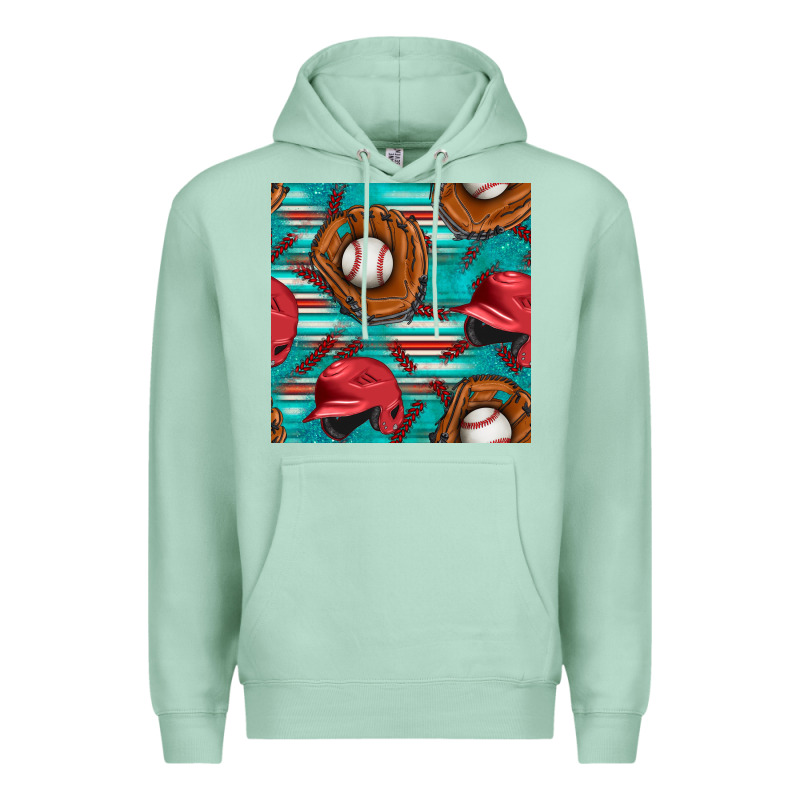 Baseball Helmet And Glove With Serape Seamless Pattern Premium Hoodie by BundleAndBundleShop | Teevron