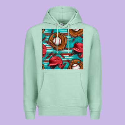 Baseball Helmet And Glove With Serape Seamless Pattern Premium Hoodie Designed By Bundleandbundleshop