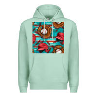 Seafoam baseball helmet and glove with serape seamless pattern Premium Hoodie - BundleAndBundleShop