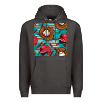 Smoke baseball helmet and glove with serape seamless pattern Premium Hoodie - BundleAndBundleShop