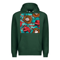 Sports Green baseball helmet and glove with serape seamless pattern Premium Hoodie - BundleAndBundleShop