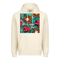 Tofu baseball helmet and glove with serape seamless pattern Premium Hoodie - BundleAndBundleShop