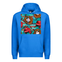 True Royal baseball helmet and glove with serape seamless pattern Premium Hoodie - BundleAndBundleShop