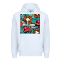 White baseball helmet and glove with serape seamless pattern Premium Hoodie - BundleAndBundleShop
