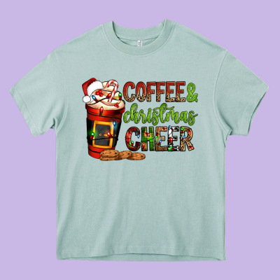 Coffee And Christmas Cheer Heavy Core Tee Designed By Nancycooperartshop