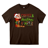 Chocolate Brown Coffee and Christmas cheer Heavy Core Tee - NancyCooperArtShop