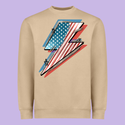 American Flag Lightning Bolt 4th Of July Heavyweight Sweatshirt Designed By Fadigitalartstudio
