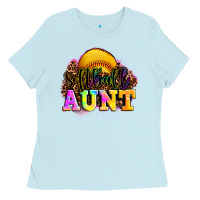 Baby Blue softball aunt Ladies Tee - LillyAllenDesigns