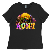 Black softball aunt Ladies Tee - LillyAllenDesigns