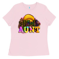 Bubblegum Pink softball aunt Ladies Tee - LillyAllenDesigns