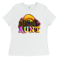 White softball aunt Ladies Tee - LillyAllenDesigns