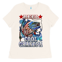 Bone reel cool grandpa american flag bass Ladies Tee - LillyAllenDesigns