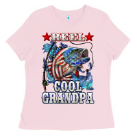 Reel Cool Grandpa American Flag Bass Ladies Tee | Teevron