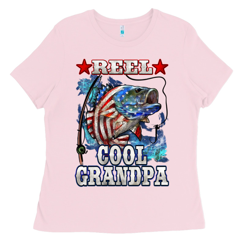 Reel Cool Grandpa American Flag Bass Ladies Tee by LillyAllenDesigns | Teevron