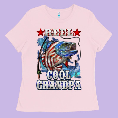 Reel Cool Grandpa American Flag Bass Ladies Tee Designed By Lillyallendesigns