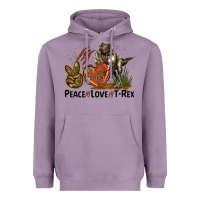 Lavender Peace Love T Rex Heavyweight Hoodie - LillyAllenDesigns