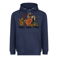 Navy Peace Love T Rex Heavyweight Hoodie - LillyAllenDesigns