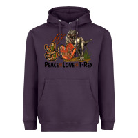 Plum Peace Love T Rex Heavyweight Hoodie - LillyAllenDesigns