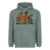 Sage Peace Love T Rex Heavyweight Hoodie - LillyAllenDesigns