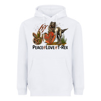 White Peace Love T Rex Heavyweight Hoodie - LillyAllenDesigns