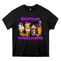 Black Nightmare Before Coffee Cups Heavy Core Tee - MaliasSmallBusiness
