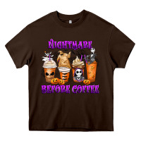 Chocolate Brown Nightmare Before Coffee Cups Heavy Core Tee - MaliasSmallBusiness