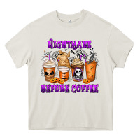 Cream Nightmare Before Coffee Cups Heavy Core Tee - MaliasSmallBusiness