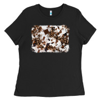 Black cowhide leopard background Ladies Tee - RanaPortraitStore