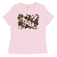 Bubblegum Pink cowhide leopard background Ladies Tee - RanaPortraitStore