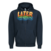 Navy Later Zipper Hoodie - CowhideDigitalArt