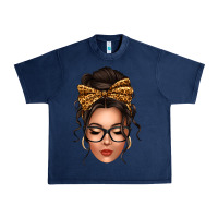 Navy caucasian leopard messy bun Urban Heavy Tee - texasbilliewilder