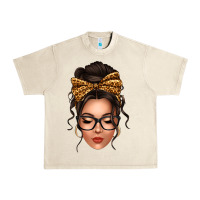 Caucasian Leopard Messy Bun Urban Heavy Tee | Teevron