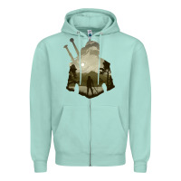 Seafoam the witcher geralt hero sword companion minima list illusion art Zipper Hoodie - tuanDangUi
